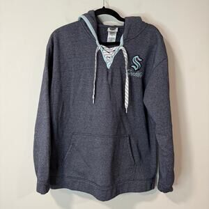 Seattle Kraken NHL Unisex Hooded Sweatshirt Pullover Navy Blue Large Hockey